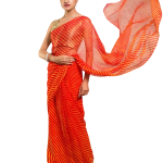 Orange Pure Georgette Lehariya Saree | Traditional Pattern | Jaipurio Designer Collection